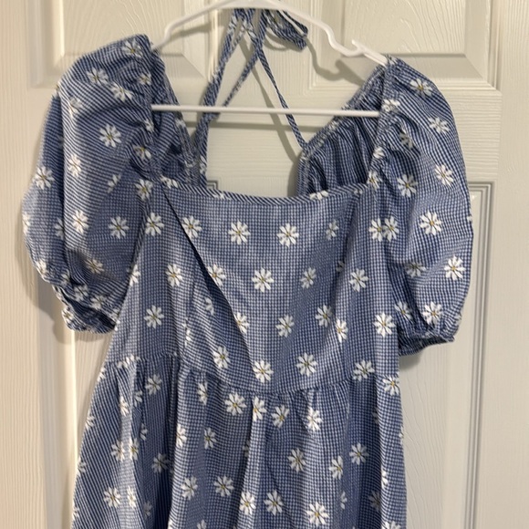 NWT Blue Floral Puff Sleeve Dress - Picture 2 of 6